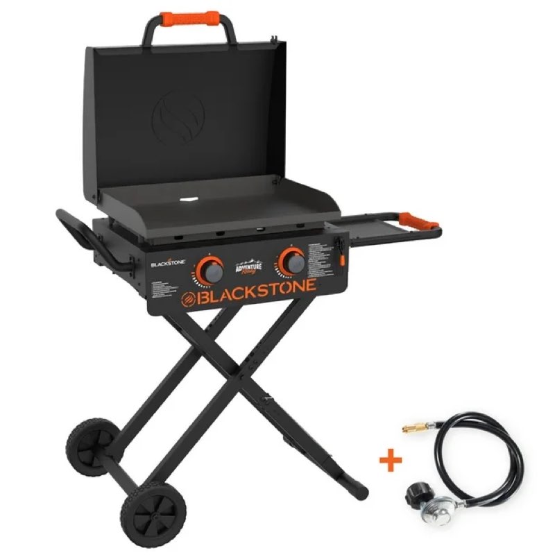 blackstone adventure ready 2-burner 22" propane omnivore griddle with flex-fold legs