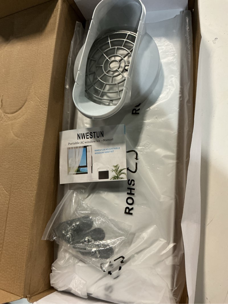 Condition photo showing Good Condition for portable ac vent kit, 2024 upgrade with 2pack 3m window seal, adjustable sliding ac vent for exhaust hose, 5.1" diameter