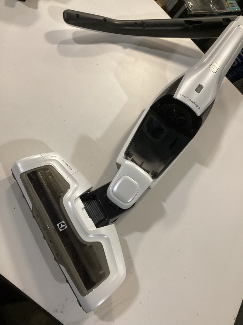 Condition photo showing As Is for Electrolux Ergorapido Cordless 2-in-1 Vacuum Cleaner with High Suction Power and 180° EasySteer Mobility, 48-Minute Run Time, 2 Power Modes, Satin White Standard
