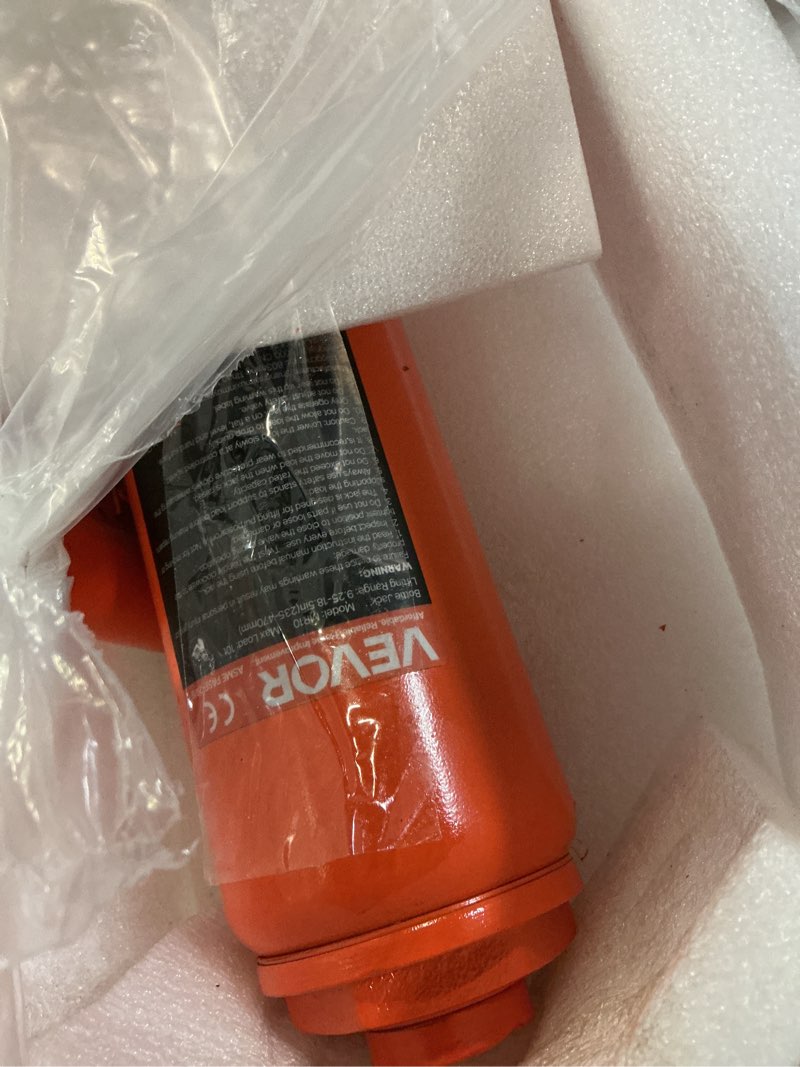 Condition photo showing Good Condition for vevor hydraulic bottle jack, 10 ton (22046 lbs) capacity, 9.3-18.5 inch lifting range, heavy duty welded bottle jack for car, suv, pickup, auto repair, house lift and agricultural equipment, orange 10t