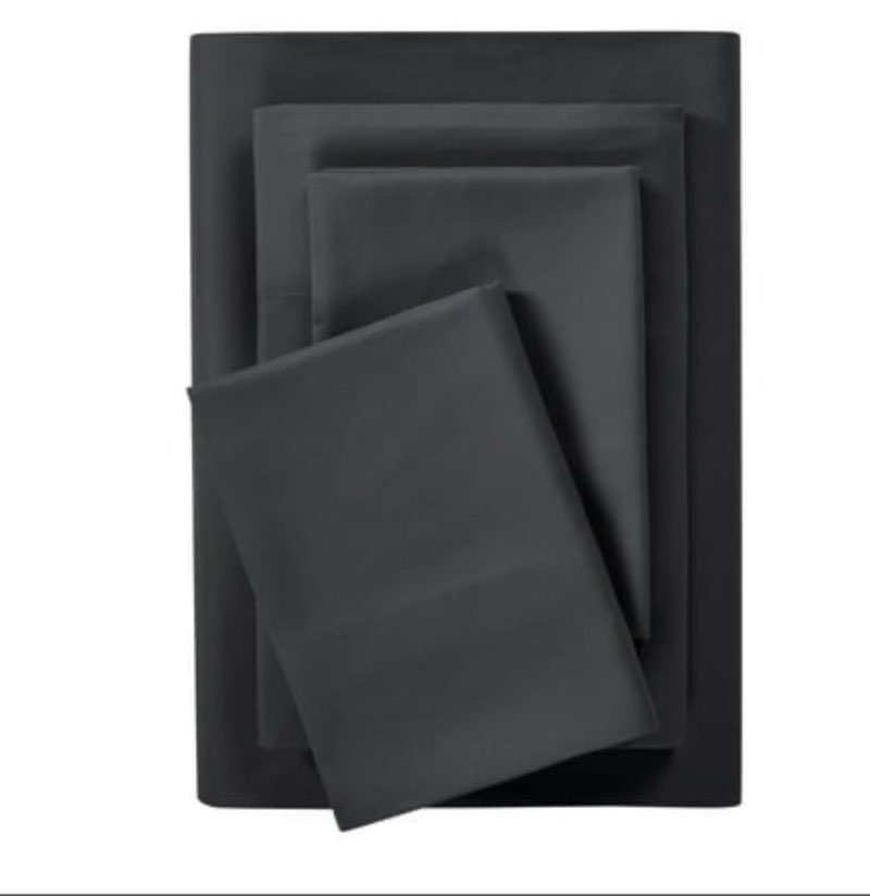 mainstays comfort chill microfiber bed sheet set  queen  rich black  4 piece