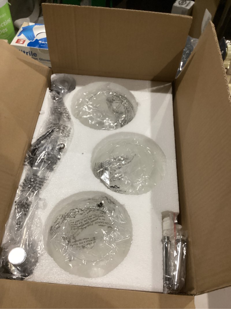 Condition photo showing As Is for Espird 3 Lights Bathroom Vanity Light Fixtures Chrome, Bathroom Lights Over Mirror, Industrial and Farmhouse 3 Light Wall Sconce, Polished Chrome Globe Vanity Lighting Fixtures 3 Lights Polished Chrome