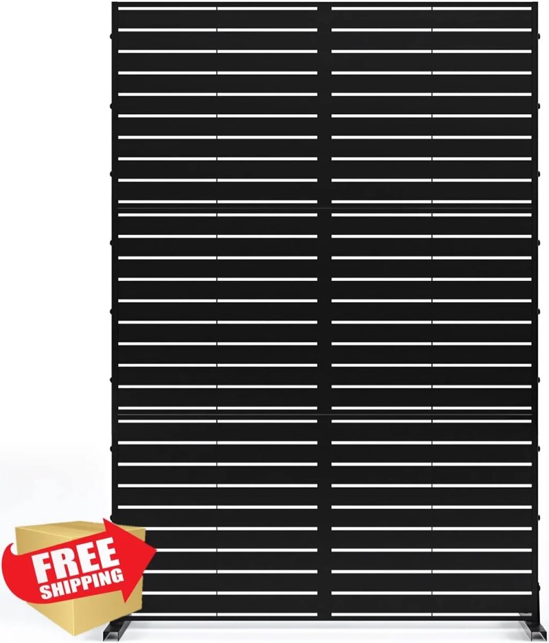 mtart metal privacy screen 72"h x 47.2" decorative patio panel black