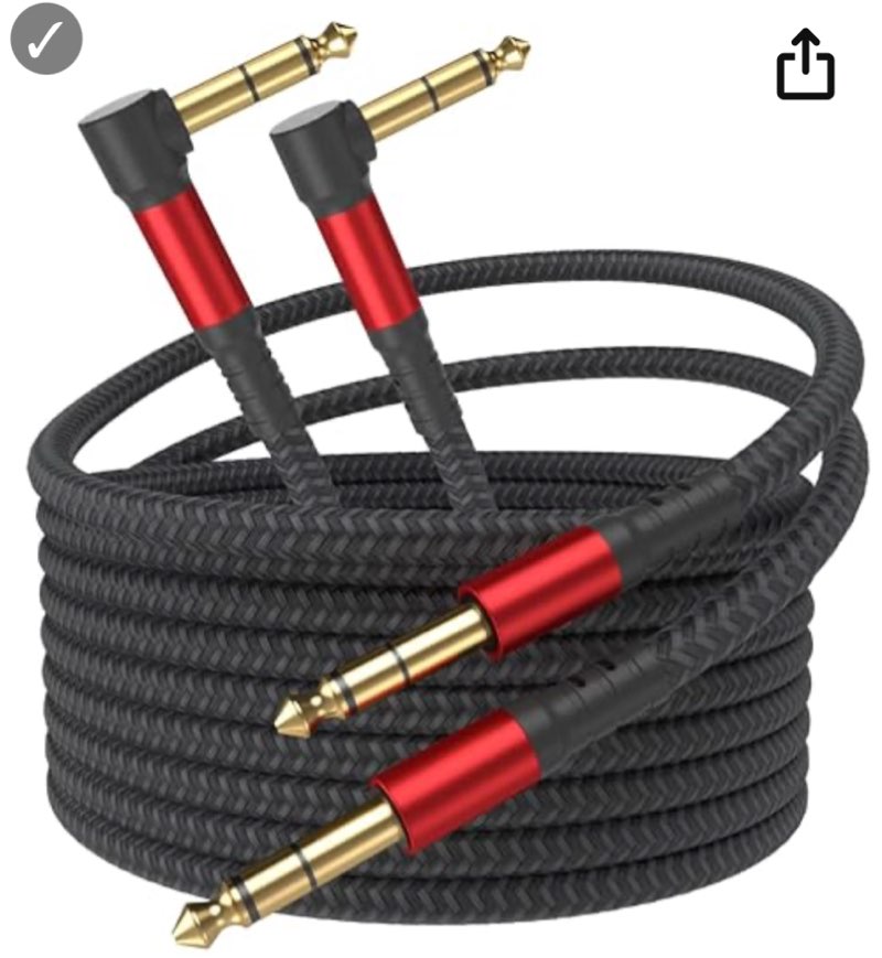 IALEGANT 1/4 Inch Cable TRS Guitar Cable 20 ft 2-Pack, Instrument Cable Guitar AMP Cord Straight to Right Angle 6.35mm Male to Male Stereo Audio Cable for Electric Guitar, Bass, Amplifier, etc.