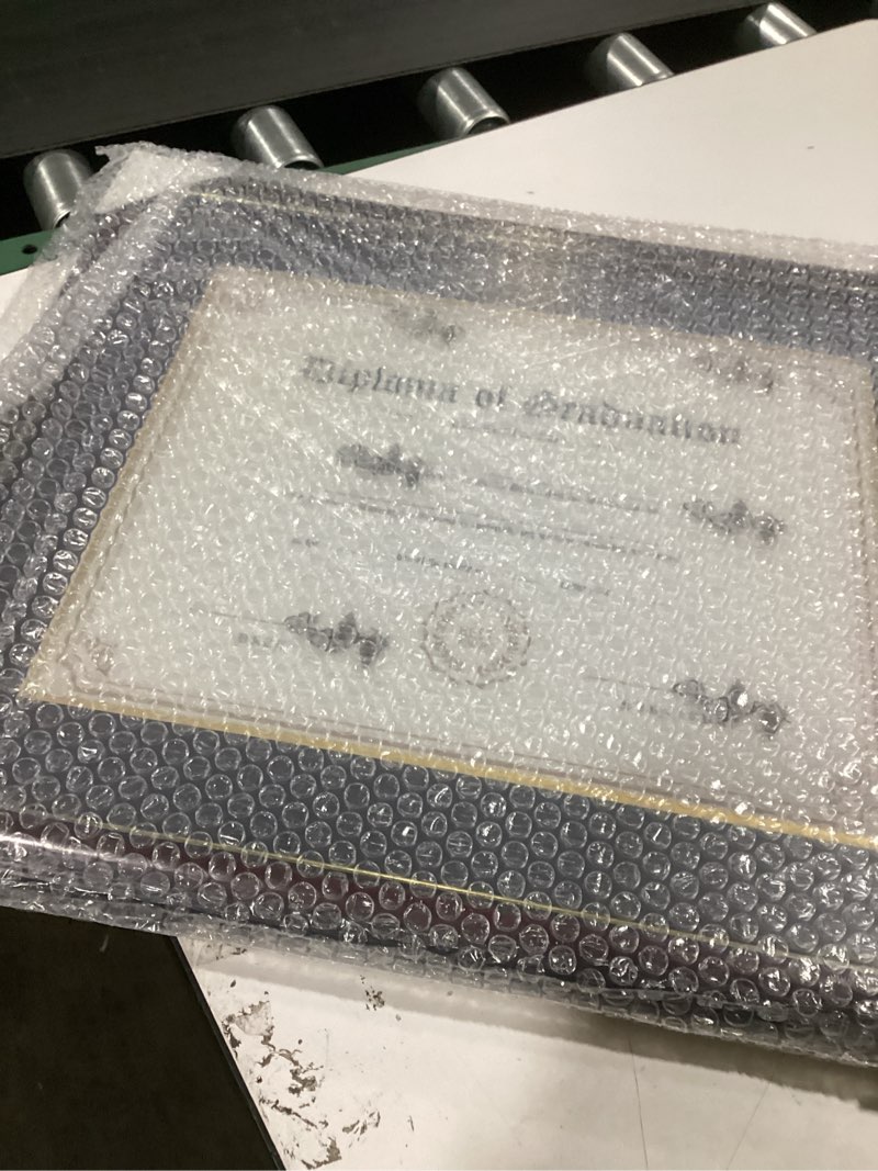 Condition photo showing New/Like New for GraduationMall 11x14 Diploma Frame with Black over Gold Mat or Display 15x18 Certificate without Mat,Solid Wood & UV Protection Acrylic,Cherry Finish with Gold Trim Cherry With Gold Trim 11x14 with Mat