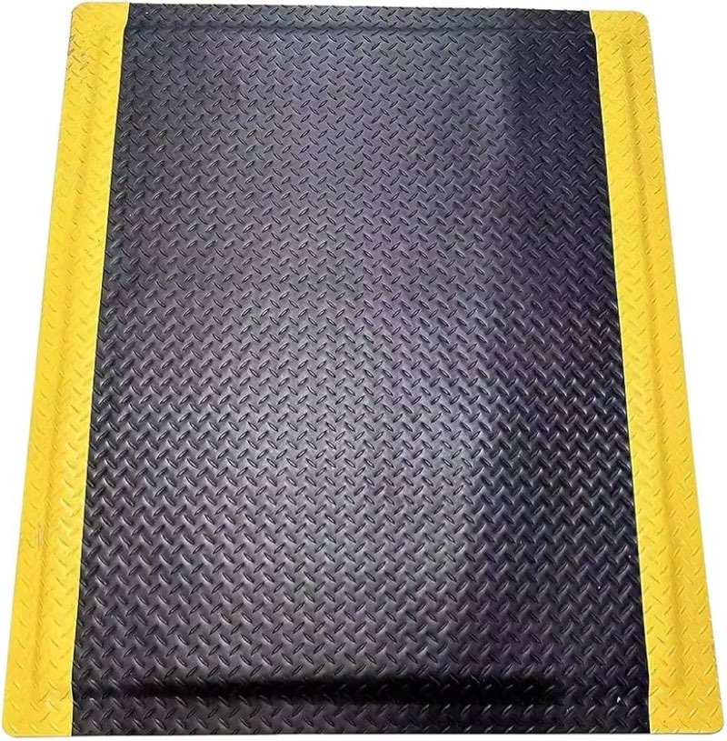Vinyl Heavy Duty Sponge Industrial Anti-Fatigue Floor Mat Antistatic Anti-Slip Mat for Garage, Warehouses, 20mm Thickness(Black Yellow,60x90cm)
