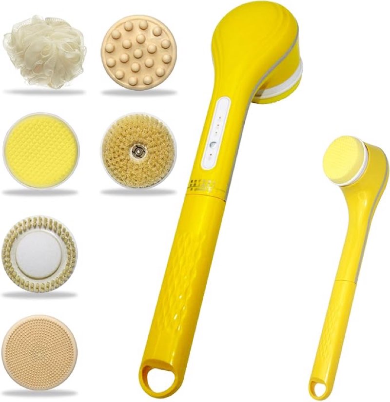 Generic Electric Body Brush Set for Showering,Exfoliating Bath Brush Long Handle for Shower Lotion A