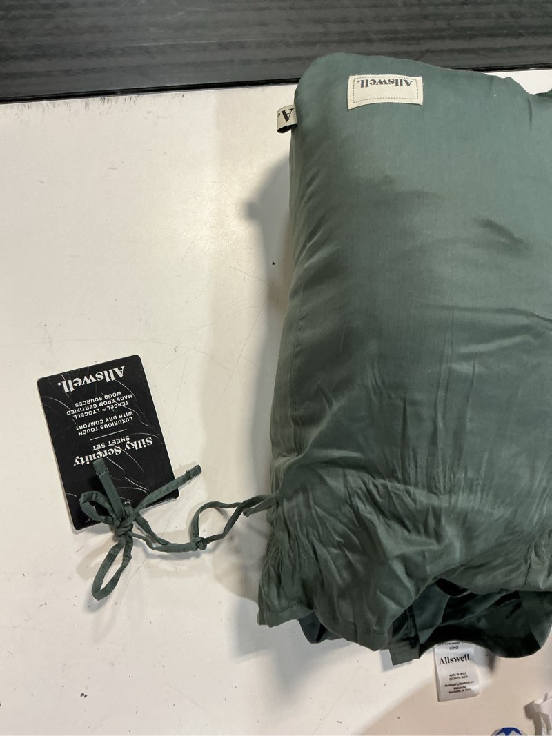 Condition photo showing As Is for allswell 4-piece soft & silky serenity 100% tencel™ bed sheets set  flagstone  king
