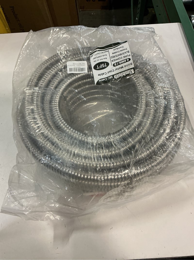Condition photo showing item condition for 6/3 Metal Clad (MC) Cable with Ground 75ft, 6 Gauge Electric Wire with Aluminum Armor, Solid Bare Copper Conductors for Indoor Outdoor Underground Embedded Installation (6/3, 75 ft) 75 Feet 6/3 AWG