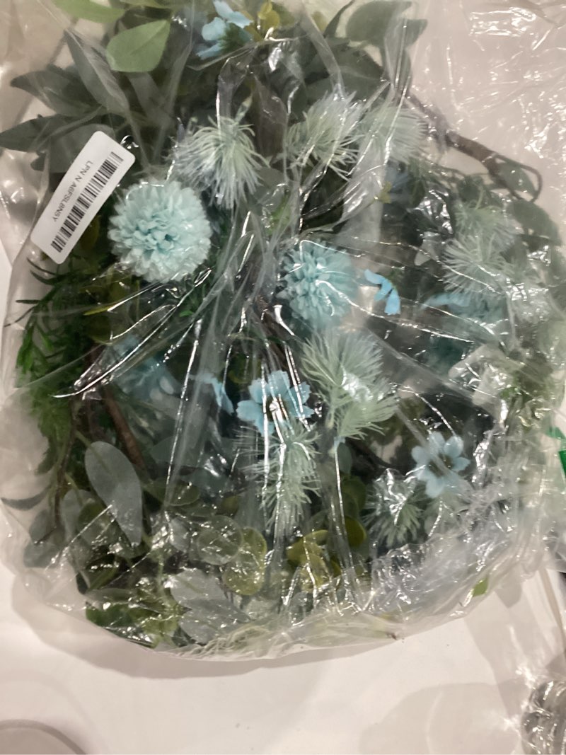 Condition photo showing As Is for Spring Garland 6FT Hydrangea Flower Garland Faux Greenery Leaf Vine Garlands for Decoration for Spring Indoor Outdoor Garden Farmhouse Porch Wall Wedding Room Home Decor (Blue)