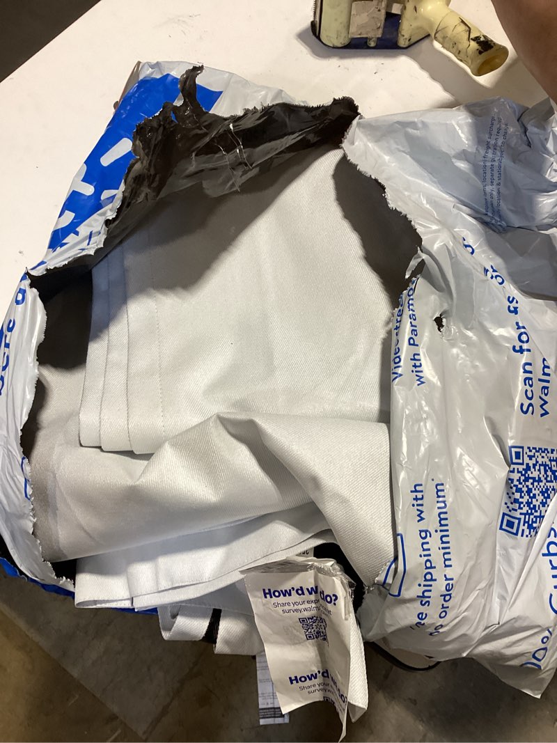 Condition photo showing Good Condition for mainstays white solid blackout rod pocket with back tabs curtain panel pair  set of 2  30  w x 84  l
