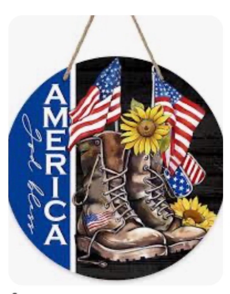 3D 4th of July Sign,Outdoor Patriotic Decor,Fourth of July Decor,Independence Day Wreath,Red White Blue Sign Star,America Flag Cross Wreath,Memorial Day Freedom Decoration for Home Yard Blue & White