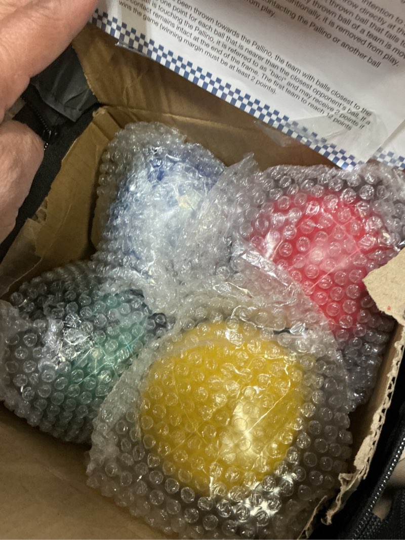 Condition photo showing Good Condition for ropoda 90mm bocce ball set with 8 polyresin balls, pallino, case and measuring rope for backyard/lawn/beach/outdoor, resin bocce ball for kids teens beginners(2 to 8 players)