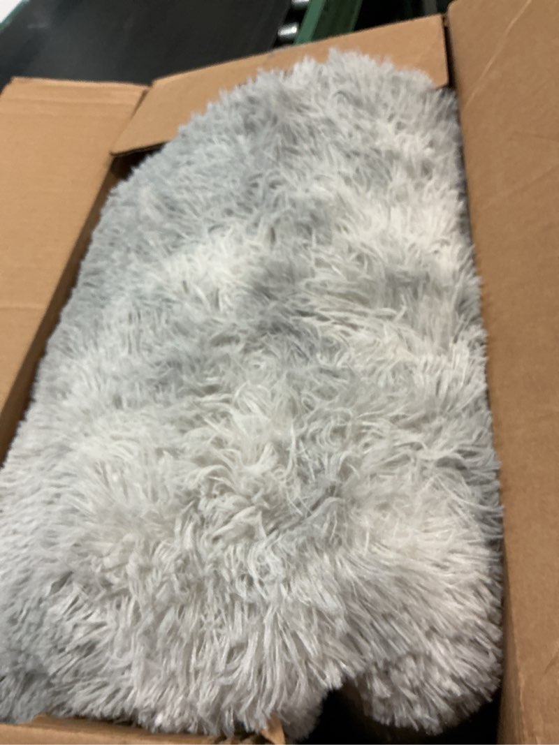 Condition photo showing As Is for shag area rugs for bedroom living room,4x6 ultra soft fluffy area rugs for dorm, indoor carpet nursery rugs for kids room home decor,tie-dye grey 4' x 6' (rectangular) mottling grey