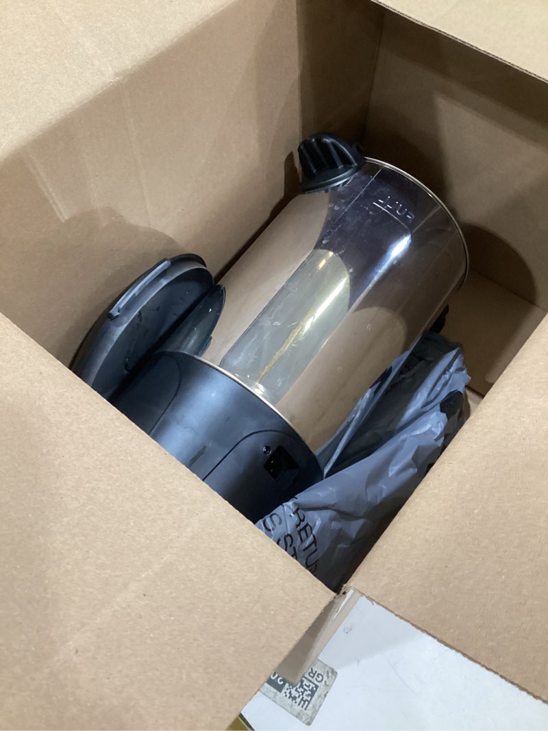 Condition photo showing As Is for Elite Gourmet CCM040 Stainless Steel 40 Cup Coffee Urn Removable Filter For Easy Cleanup, Two Way Dispenser with Cool-Touch Handles Electric Coffee Maker Urn, Stainless Steel