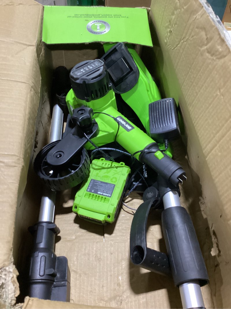 Condition photo showing Good Condition for cordless lawn edger, 20v battery powered edger for lawns sidewalk | 2 x 2.0 ah batteries & fast charger 9 inch blade dual wheels 3500 rpm 400w motor edger with 3 depth settings for driveway green