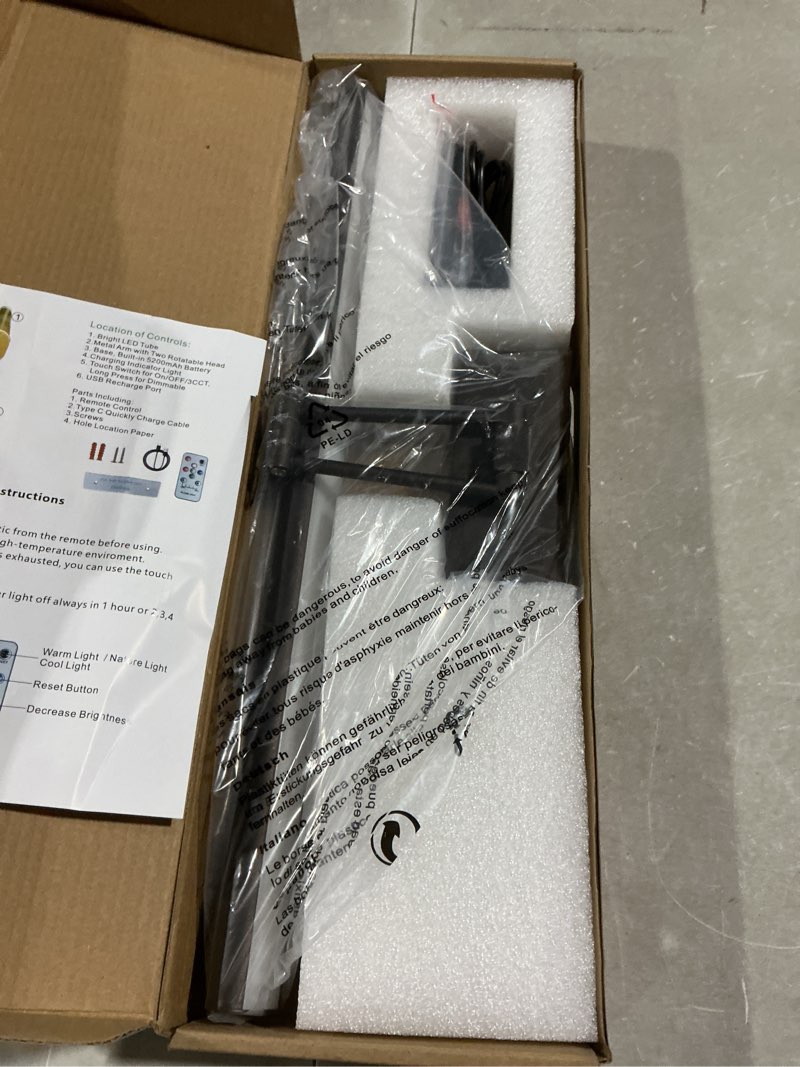 Condition photo showing Good Condition for picture light,17.5" picture frame light,art light, picture light battery operated,3cct picture lights for wall,wireless picture lights with remote for wall display, photo,library (bronze) bronze 17.5inches