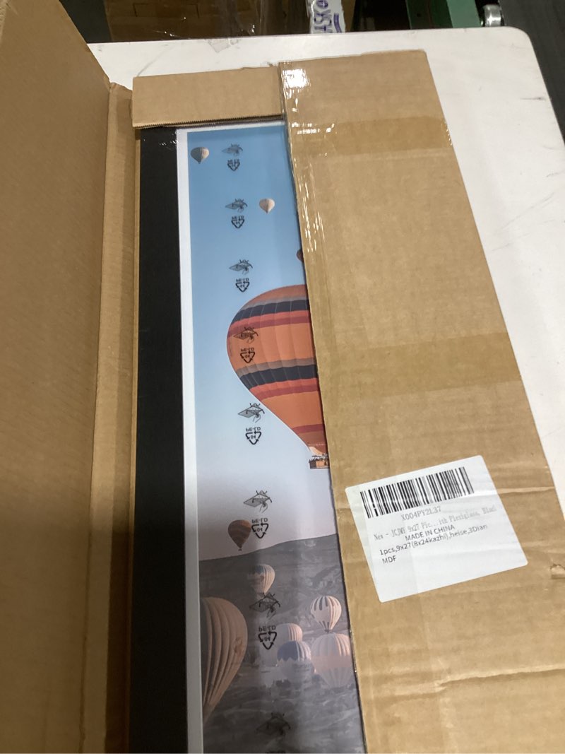 Condition photo showing Good Condition for 9x27 Picture Frame with 8x24 Mat, Display Photo 8x24 with Mat or 9 x 27 Without Mat, Wall Hanging Large 9 by 27 Poster Frame with Plexiglass, Black Black 9x27 inch