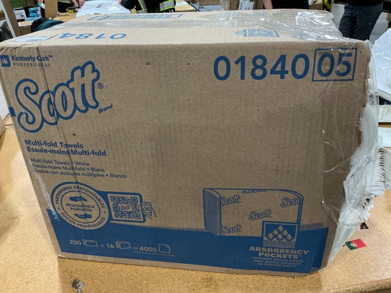 Condition photo showing Good Condition for scott® professional universal multifold paper towels, bulk (01840), absorbency pockets, 9.2" x 9.4" sheets, standard tier, compressed, white (250 sheets/pack, 16 packs/case, 4,000 sheets/case) 250 count (pack of 16)