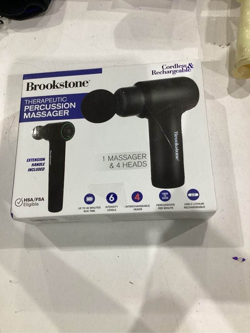 Condition photo showing Good Condition for brookstone deep tissue massage gun for pain relief & muscle recovery – 9-speed handheld percussion massager, 4 heads, type-c rechargeable, quiet, 3200 rpm, shockproof design