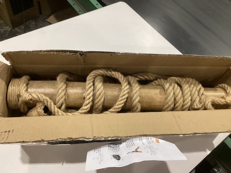 Condition photo showing As Is for arturesthome 4 heads hemp rope ceiling pendant light, vintage bamboo chandeliers decoration, rustic industrial hanging lamp for bedroom restaurant cafe bar 4 lights/w 22.7in