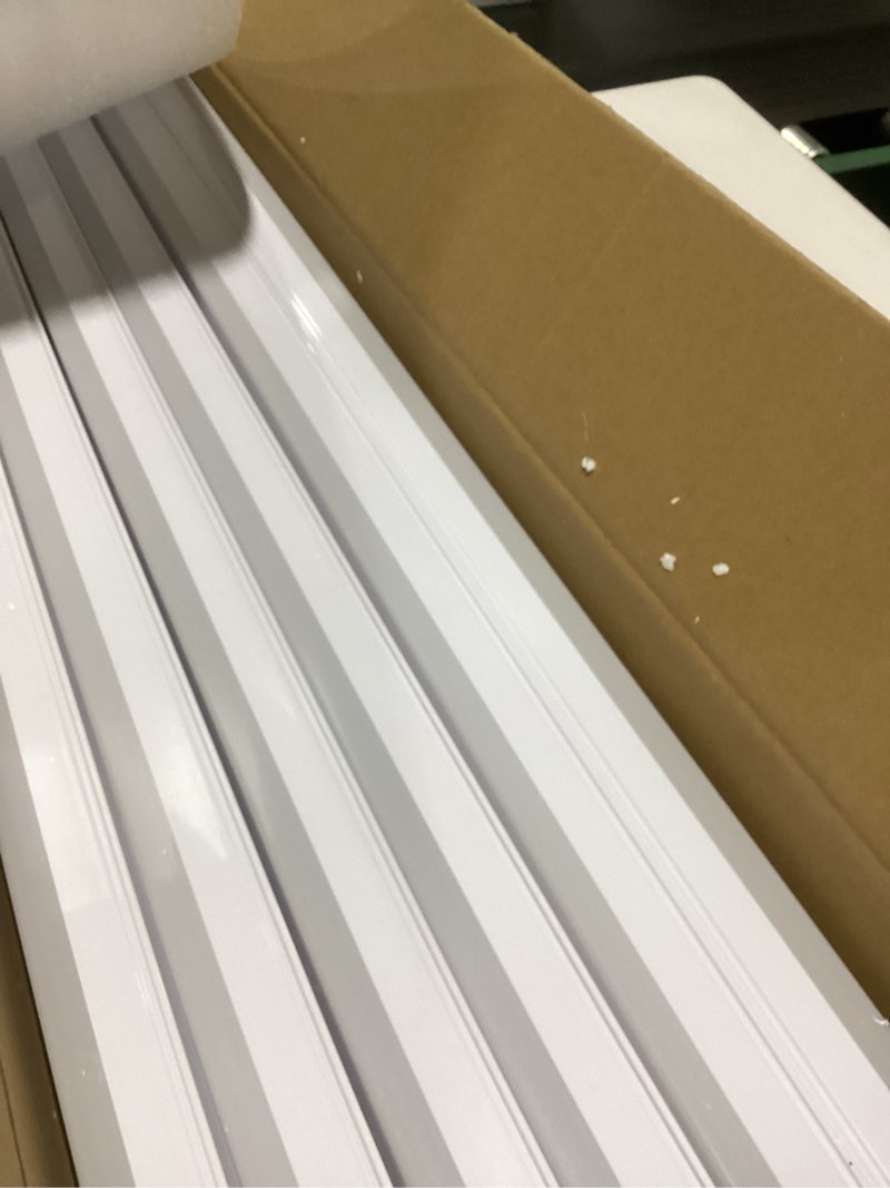 Condition photo showing Good Condition for hexagon garage lights with rectangle frame, high brightness 672w 86400lm 6500k, 14 hex grid for garage, shop, basement, car detailing shop etc. with mounting clip 14-grids non-dimmable