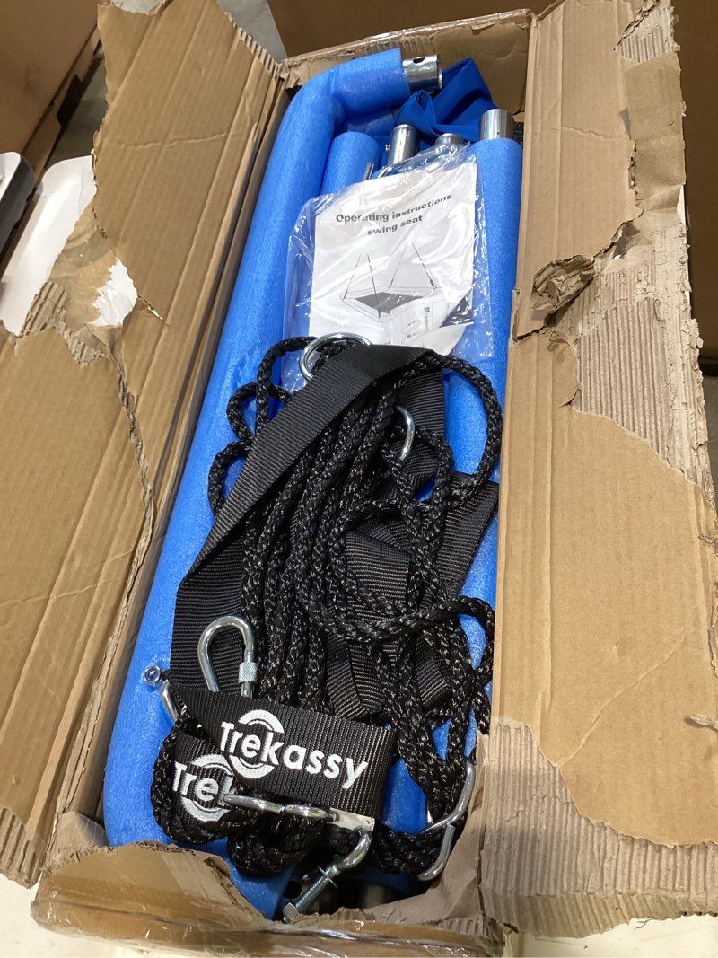 Condition photo showing Good Condition for trekassy 60" extra large rectangle tree swing - heavy duty 700lb capacity, waterproof platform for kids & adults with complete installation kit & 2 tree straps - blue (patented)
