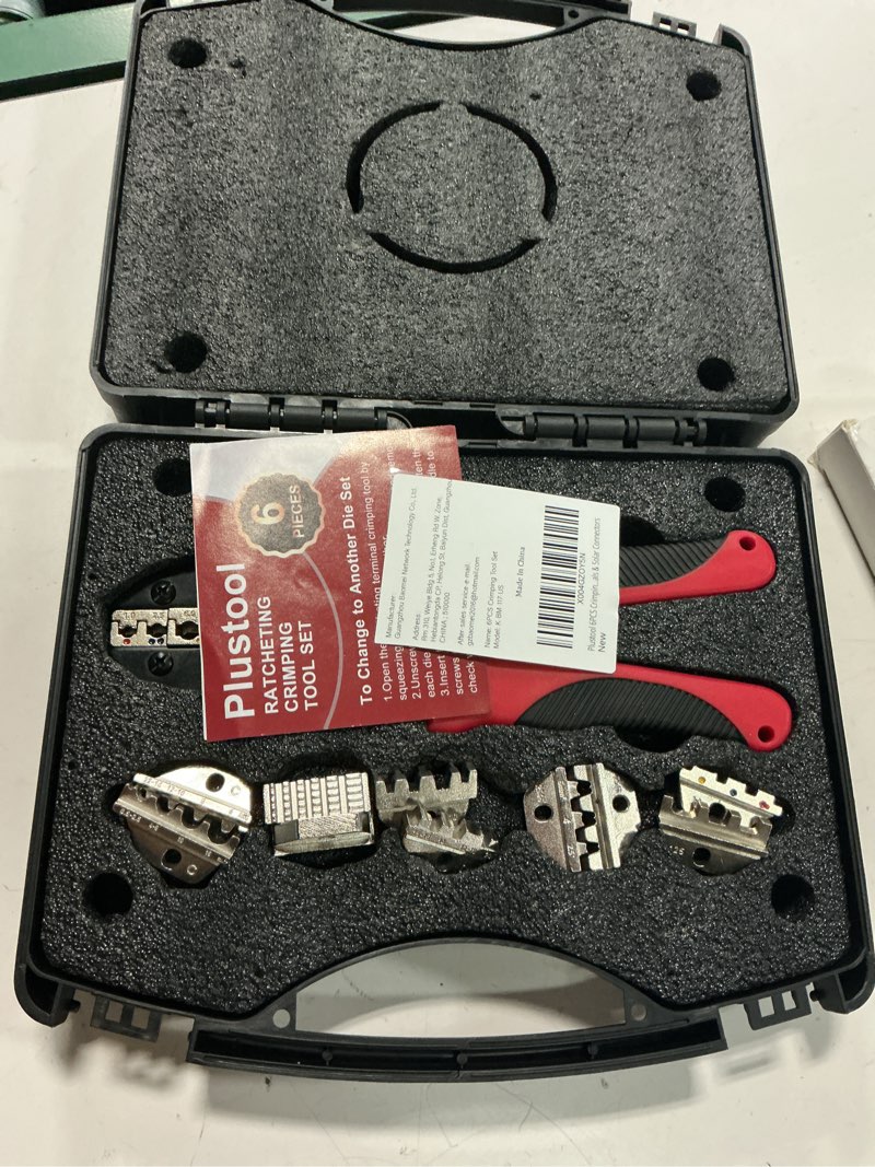 Condition photo showing Good Condition for plustool 6pcs crimping tool set - ratcheting wire crimper - for heat shrink, insulated nylon, non-insulated, ferrule terminal, open barrel terminals & solar connectors