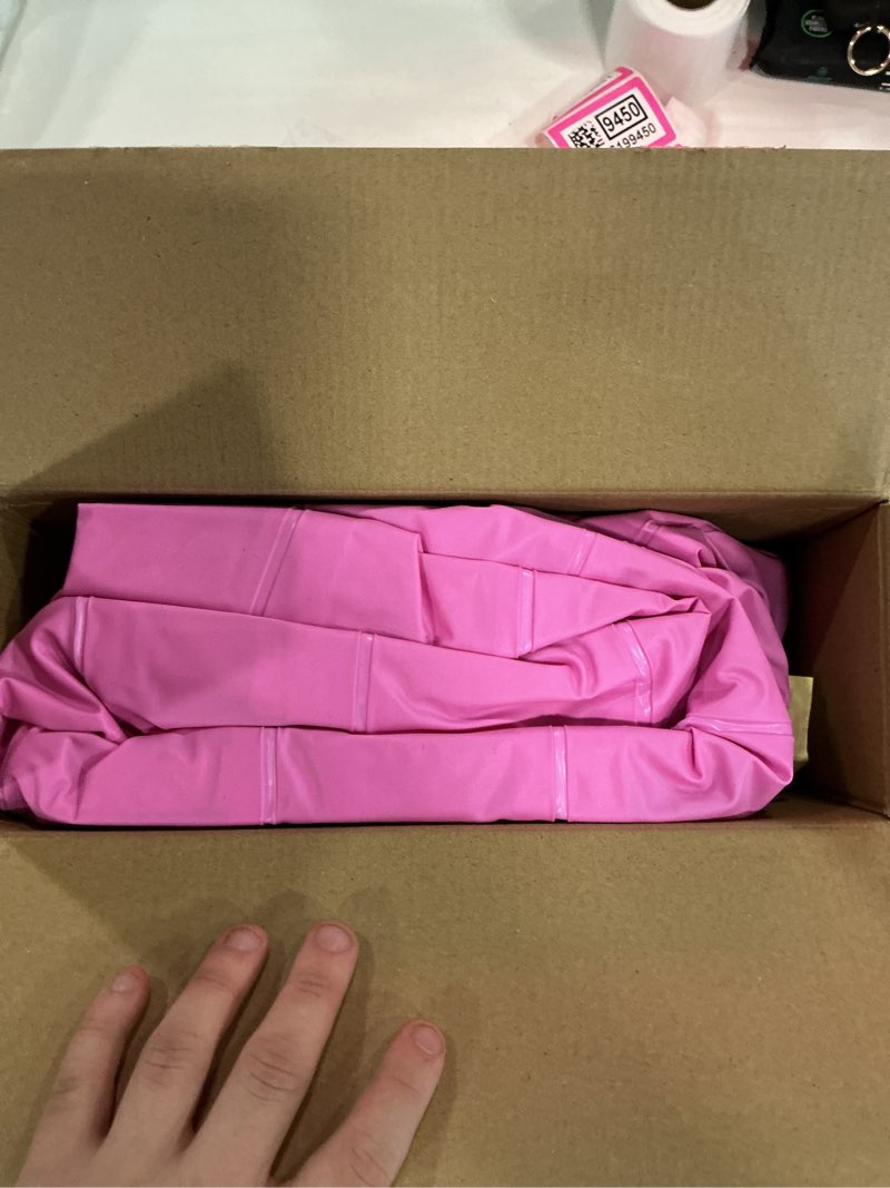 Condition photo showing Good Condition for sloosh inflatable tanning pool lounger float, 70" x 53" pool floats adult with cooler, 6 in 1 suntan tub raft floatie,sunbathing bed lounge for water blow up ball pit party gifts pink