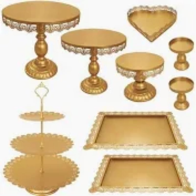  Bent/JALANCY Set of 9 Cake Stands Metal Cupcake Stand Set Multiple Styles Candy Fruit Display Tower Desse