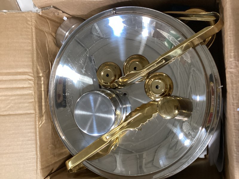 Condition photo showing Good Condition for also go round chafing dishes for buffet 4 pack, 6qt chafing dishes buffet set gold, catering food warmer for parties buffet with full size chafing pans, stainless steel warming trays for thanksgiving