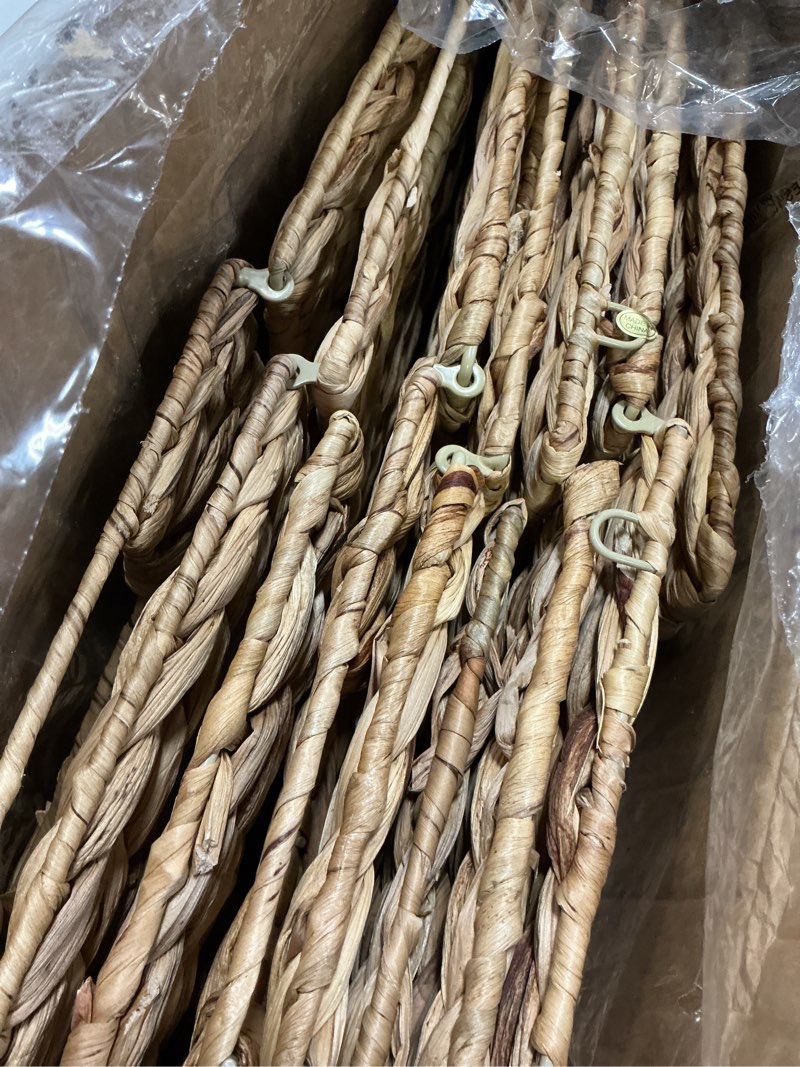 Condition photo showing Good Condition for 10.5x10.5 Water Hyacinth Storage Baskets, Collapsible Square Wicker Baskets Cube Storage Bins for IKEA Kallax, Set of 3