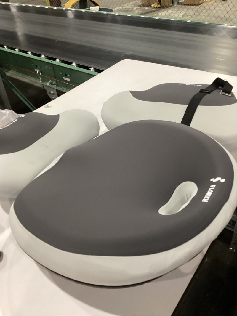 Condition photo showing Good Condition for FLORICH 3 PCS Seat Cushion for Carseat Lumbar Support Pillow Car Neck Headrest Pillows Ultrathick Memory Foam Seat Pads Pressure Relief Back Cushion for Office Chair(Beige Grey) Beige Grey Cushion+lumbar+headrest