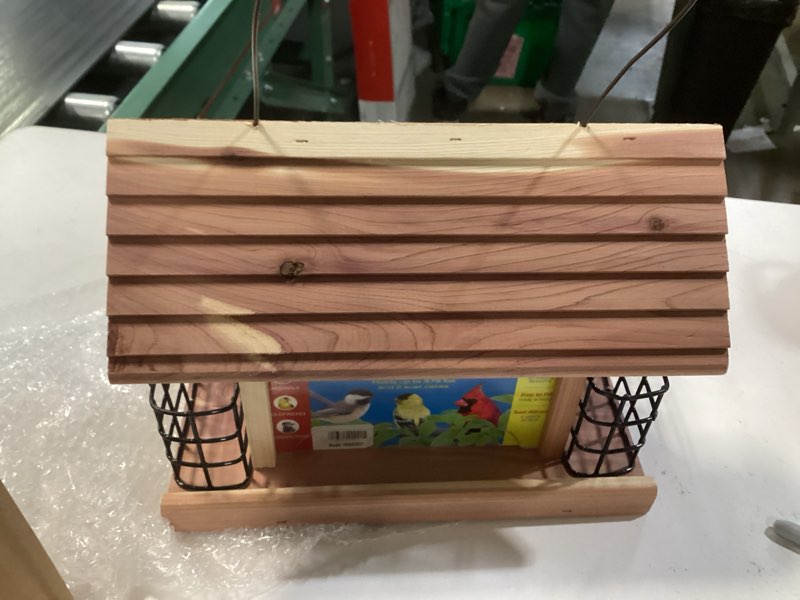 Condition photo showing As Is for pennington cedar grand snack shack bird feeder 3.75 pounds