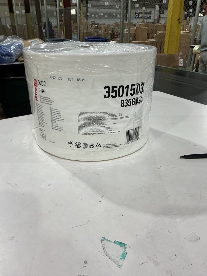 Condition photo showing New/Like New for WypAll GeneralClean X50 Cloths Cleaning Wipes (35015), Jumbo, Strong Towels for Extended Use, White (1 Roll of 1,100 Sheets, 1,100 Sheet Total)