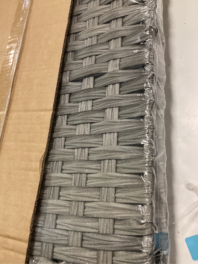 Condition photo showing New/Like New for Snughome Cat Litter Box Enclosure Furniture Hidden with Cat Litter Mat, Hidden Cat Washroom Furniture with Door, Handwoven Rattan Cat Washroom Box, Indoor Pet House for Living Room, Bedroom(Grey) Grey 20.87"L x 16.93"W x 22.44"H