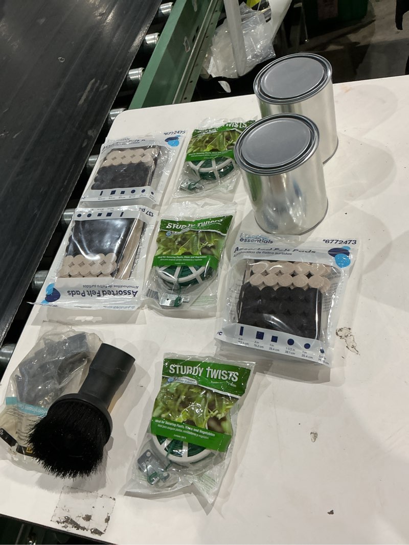 Condition photo showing As Is for assorted home improvement lot (small tools, screw, home accessories, etc.)