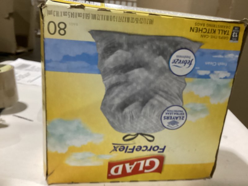 Condition photo showing Good Condition for glad forceflex tall kitchen trash bags, 13 gallon, fresh clean, 80 count (package may vary)