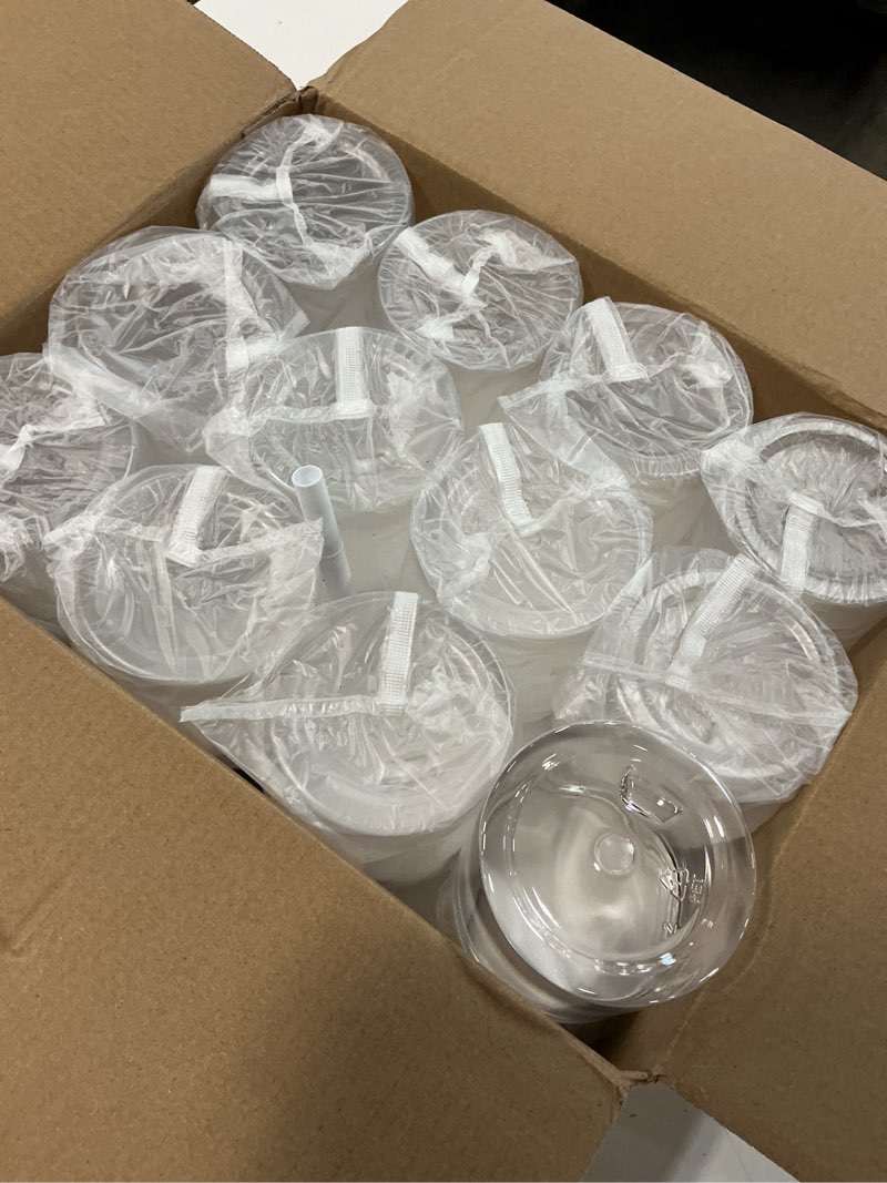 Condition photo showing New/Like New for 24pack 8oz plastic jar storage container with white lids airtight clear wide-mouth slime storage jars for cosmetic cream light clay