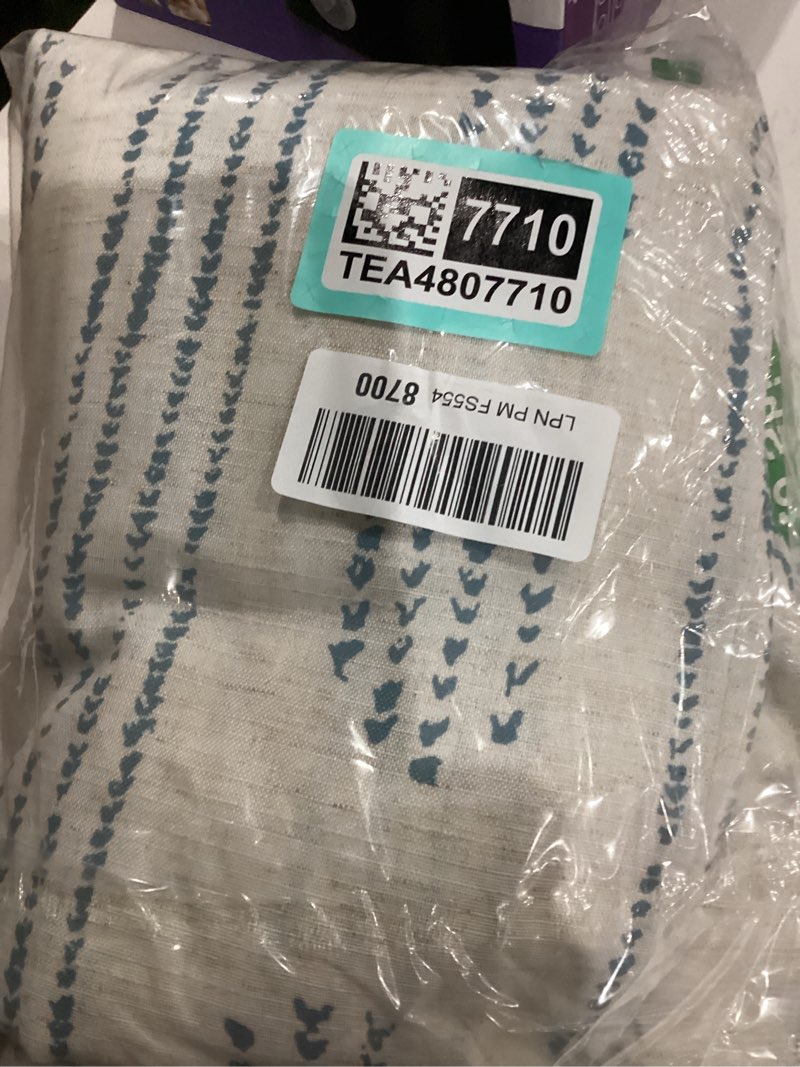 Condition photo showing As Is for Boho Curtains for Bedroom Living Room Blue Farmhouse Boho Curtains 84 Inches Long Geometric Striped Patterned Mudcloth Grommet Top Light Filtering Window Drapes 2 Panels Blue on Beige 52"W x 84"L (Pack of 2) Blue