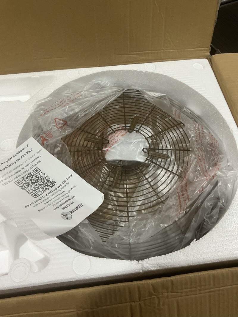 Condition photo showing As Is for oscillating decorative fan for your kitchen, office, bedroom - cooling home decor, 3 speeds with tilting head for cooling your room fast -stylish, quiet, portable fan (catalan, floor)