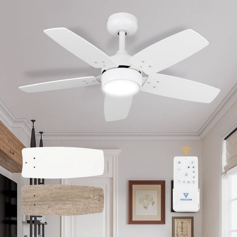 Vagizm 36-Inch Matte White Modern LED Downrod Mount Indoor Ceiling Fan(used)