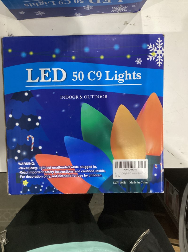 Condition photo showing New/Like New for HAYATA Multi Color C9 Big Bulbs Classic Christmas Lights 50 LED 32ft Indoor Outdoor Home Yard Xmas Tree Decorations (Multi Color - 50LED)