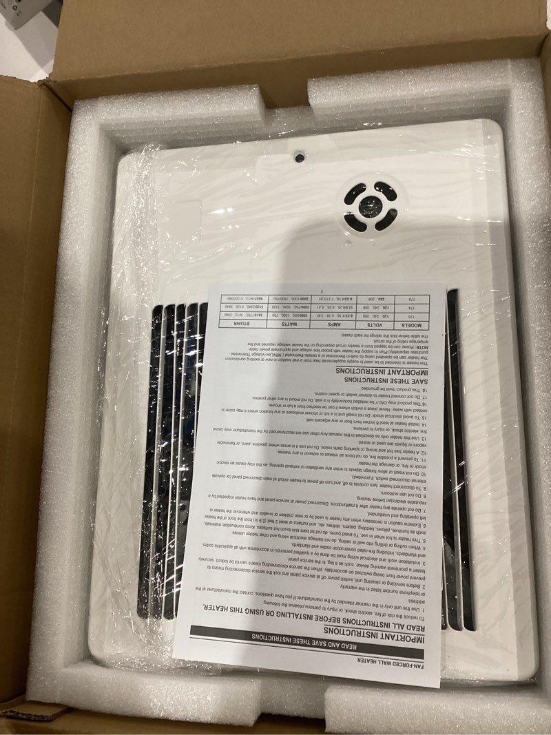 Condition photo showing Good Condition for White Grille Wall Heater with Built-In Adjustable Thermostat and Silent Motor(750/1500W,120/240V AC) for Kitchens,Electric space heaters for rapid room temperature heating,Living Rooms Front Rooms