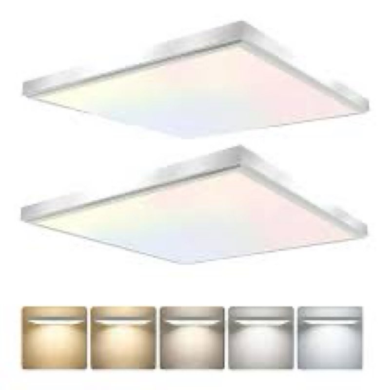 GT-Lite 2 Pack 2x2feet 4200 LM LED Flat Panel, White Trim Flush Mount and Drop Ceiling Light 5 CCT, 