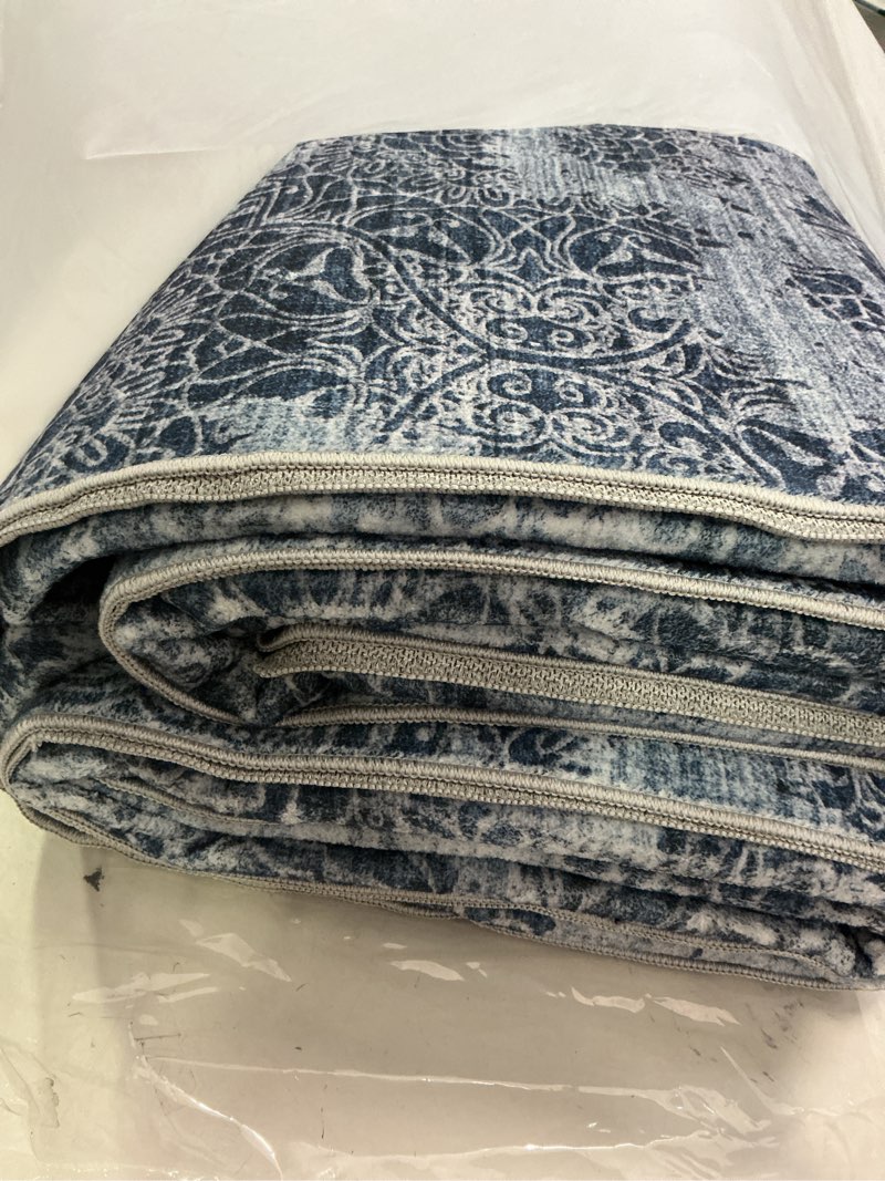 Condition photo showing Good Condition for WITSHOCK 10x12 Area Rugs for Living Room: Machine Washable Non Slip Modern Abstract Carpet - Low Pile Print Rug for Bedroom Dining Room - Stain Resistant for Household - Pet Owners (Blue White) 10' x 12' (Rectangular) Blue White