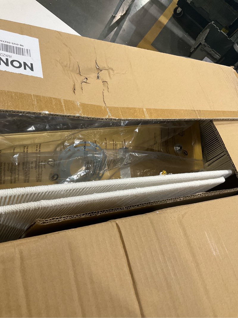 Condition photo showing Good Condition for 42” boho chandelier brass and white hand woven rattan pendant light linear large island light for dining room kitchen island living room, ul listed