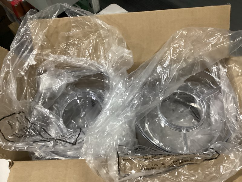 Condition photo showing As Is for NO SPOUTS Buddeez Durable 2 Gallon Beverage Dispenser with Stand - Stackable Drink Server for Parties - Includes Party Top Lid and Chalk board Tag