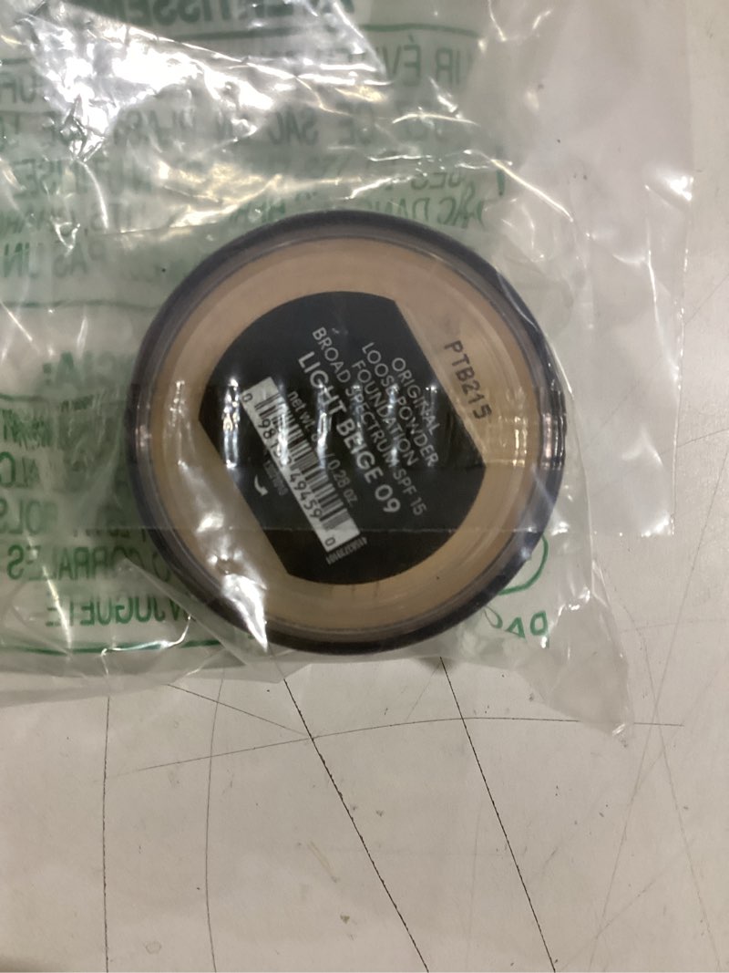 Condition photo showing As Is for bareminerals original loose powder foundation spf 15, clean mineral powder face makeup, sheer-to-full coverage, talc-free, non-comedogenic, vegan, cruelty-free & dermatologist-tested 09 light beige 0.28 ounce (pack of 1)