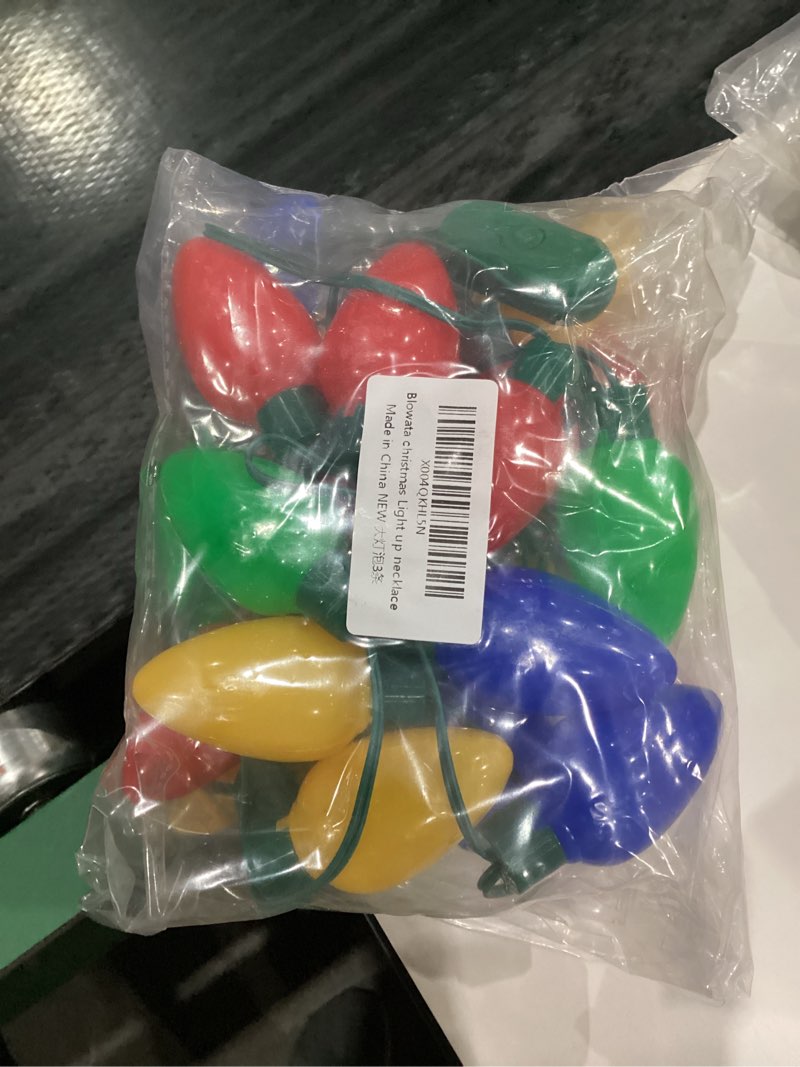 Condition photo showing New/Like New for Blowata Christmas Light Necklace, 3PCS Christmas Necklace with 3 Flash Modes, Colorful Xmas Light up Decorations for Christmas Necklaces Party Favors Festival Party Supplies Ugly Sweater Decor